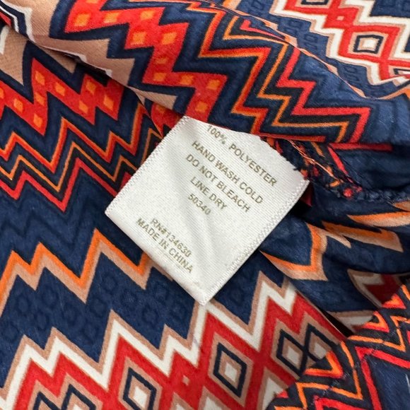 Sunday in Brooklyn Dress Elastic Waist Sleeveless Lightweight Small Orange Blue - Picture 7 of 11